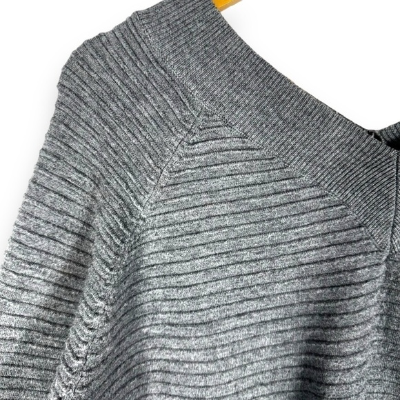 4 for $40 SALE!M Made In Italy Double V Neck Ribbed Sweater, Anthracite Grey, S - Picture 4 of 10
